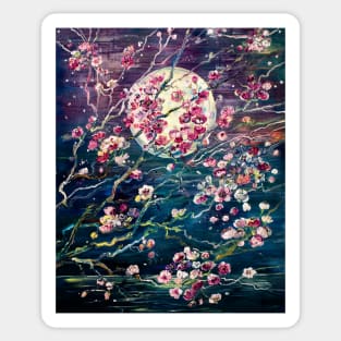 Sakura on a moonlit night Sticker